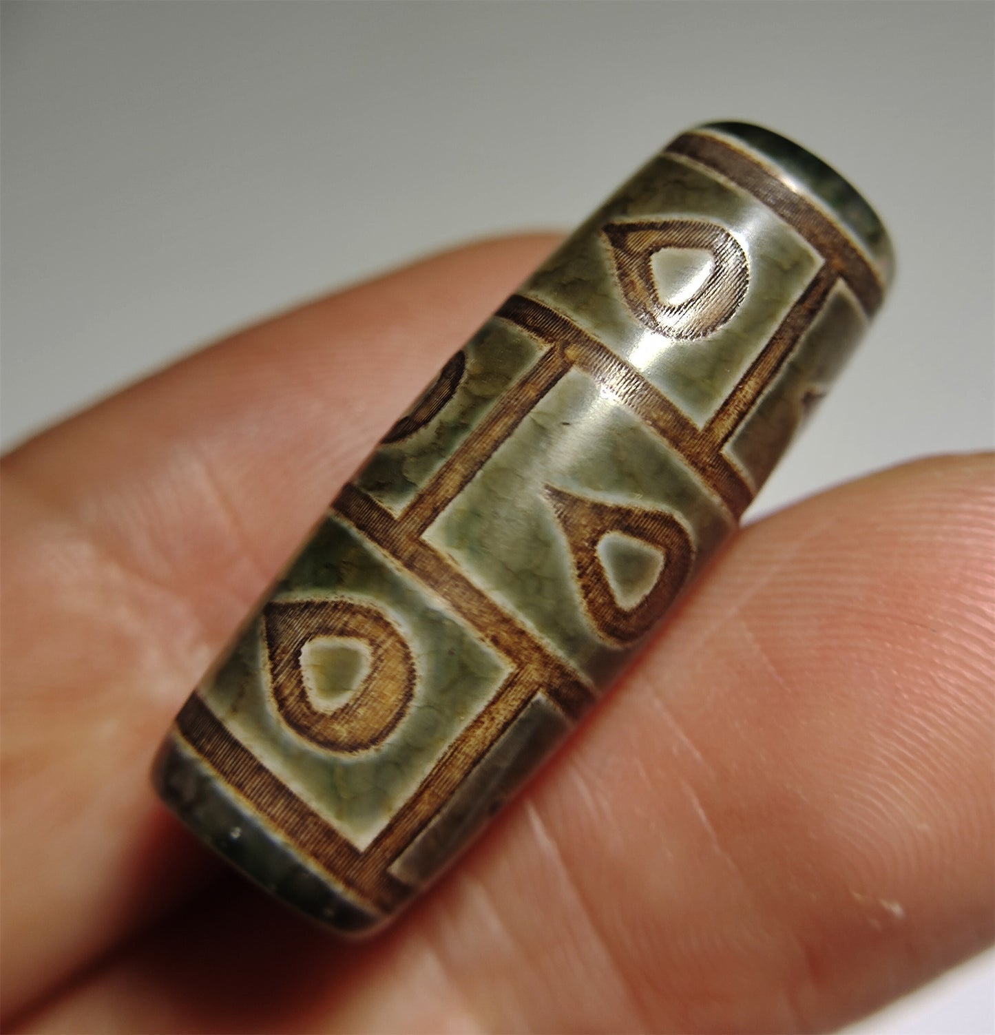 Real Tibetan Bodhi Leaf Nine Eyes Dzi Bead Amulet Pendant Himalayas Agate Pure 9 Eyed Gzi Old Real Talisman Bracelet