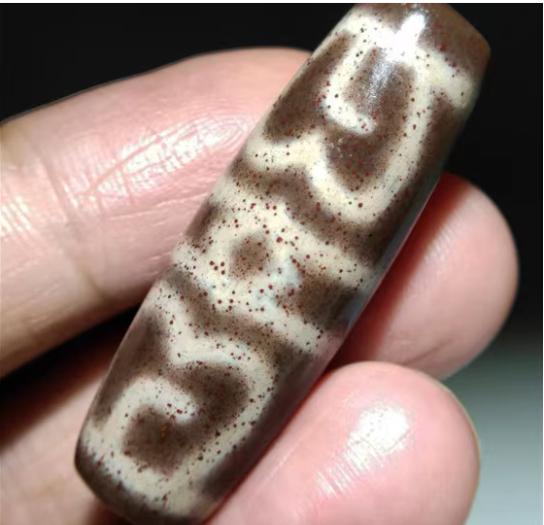 Real Tibetan Guru Rinpoche Dzi Bead Pendant Amulet Old Ancient Pure Himalayan Real Cinnabar Bloodspots Agate Gzi