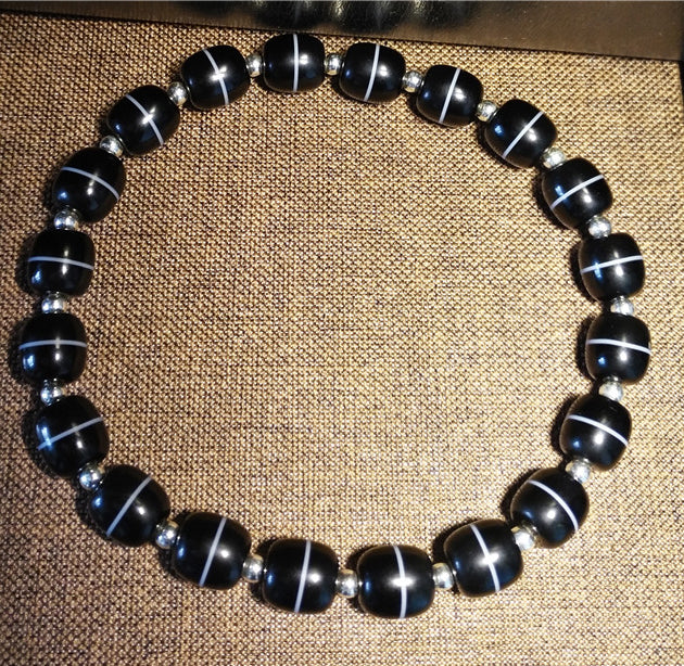 Real Tibetan Medicine Dzi Bead Bracelet Mala Amulet Genuine Himalayas Banded Agate Pure Gzi