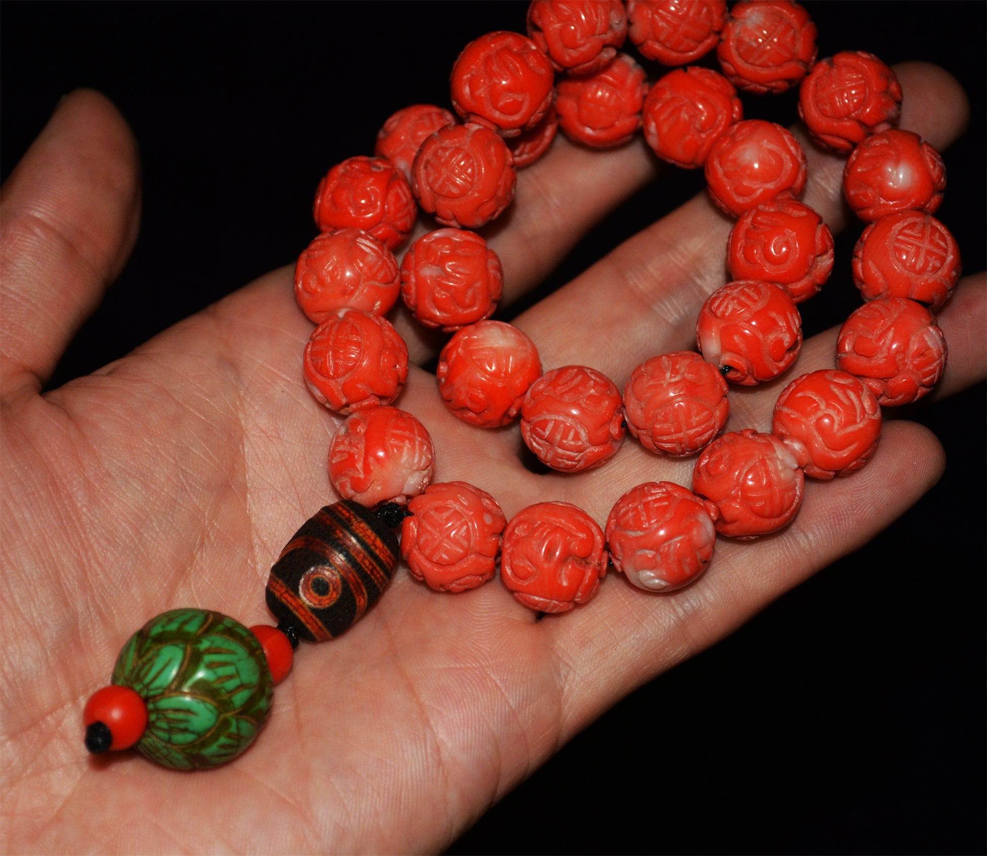 Real Tibetan Natural Red Coral Mala Prayer Beads Bracelet Genuine Himalayan