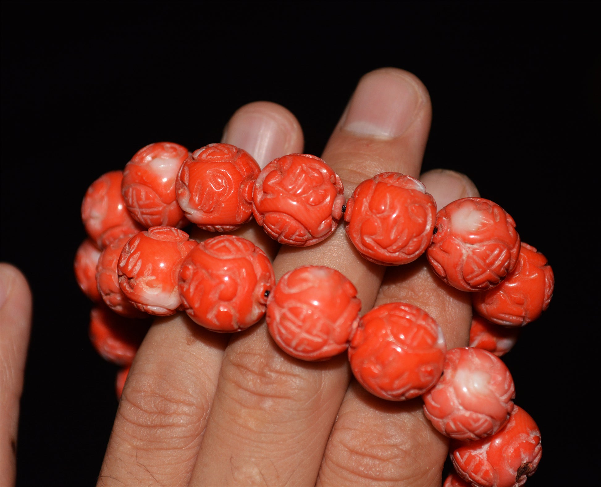 Real Tibetan Natural Red Coral Mala Prayer Beads Bracelet Genuine Himalayan