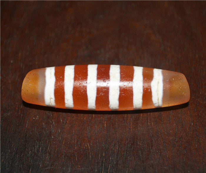 Real Tibetan Old Ancient Six Stripes Dzi Bead Amulet Himalaya Pendant Genuine Pure Striped Gzi