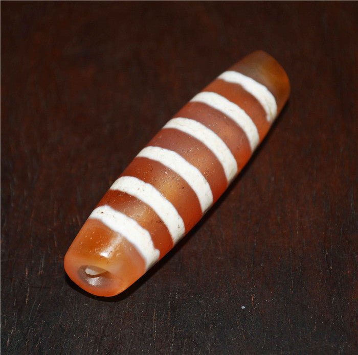 Real Tibetan Old Ancient Six Stripes Dzi Bead Amulet Himalaya Pendant Genuine Pure Striped Gzi