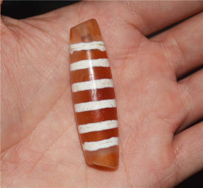 Real Tibetan Old Ancient Six Stripes Dzi Bead Amulet Himalaya Pendant Genuine Pure Striped Gzi