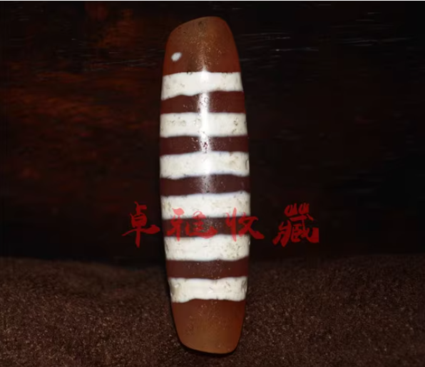 Real Tibetan Old Ancient Six Stripes Dzi Bead Amulet Himalayan Pendant Genuine Agate Pure Gzi