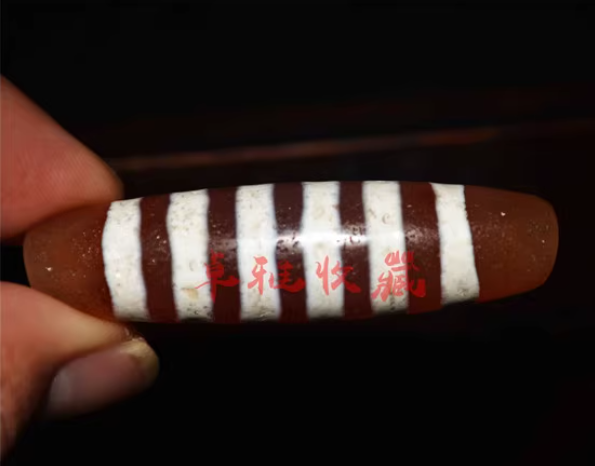 Real Tibetan Old Ancient Six Stripes Dzi Bead Amulet Himalayan Pendant Genuine Agate Pure Gzi