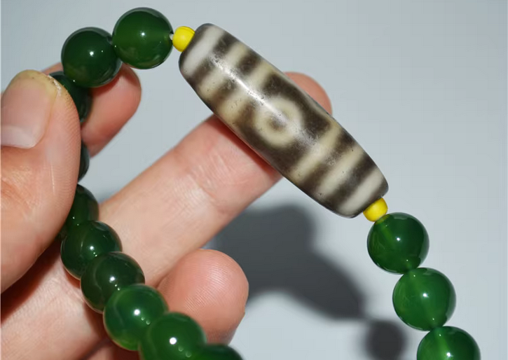 Real Tibetan Old Ancient Three Eyes Dzi Bead Amulet Pendant Himalaya Agate Genuine 3 Eyed Gzi Antique Talisman Bracelet