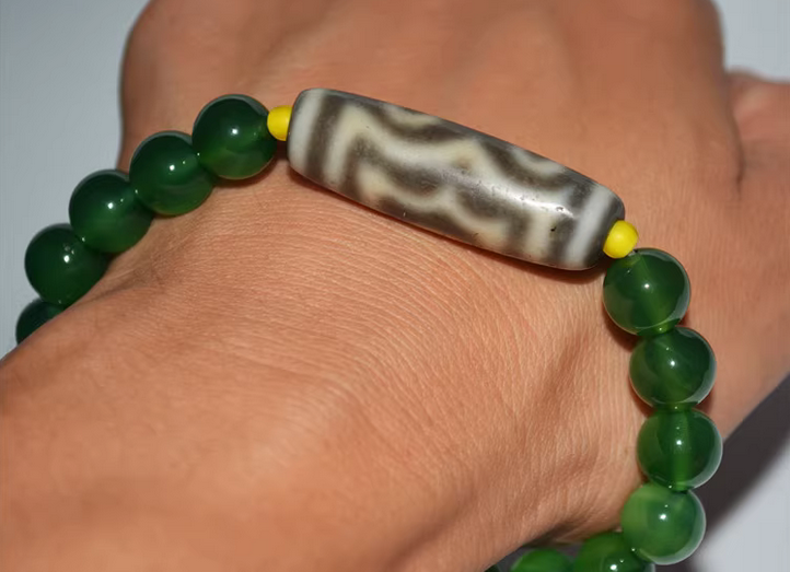 Real Tibetan Old Ancient Three Eyes Dzi Bead Amulet Pendant Himalaya Agate Genuine 3 Eyed Gzi Antique Talisman Bracelet