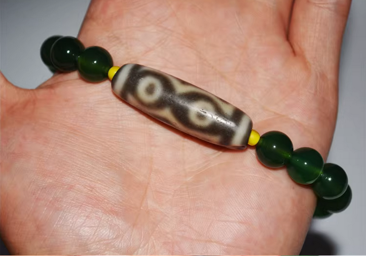 Real Tibetan Old Ancient Three Eyes Dzi Bead Amulet Pendant Himalaya Agate Genuine 3 Eyed Gzi Antique Talisman Bracelet