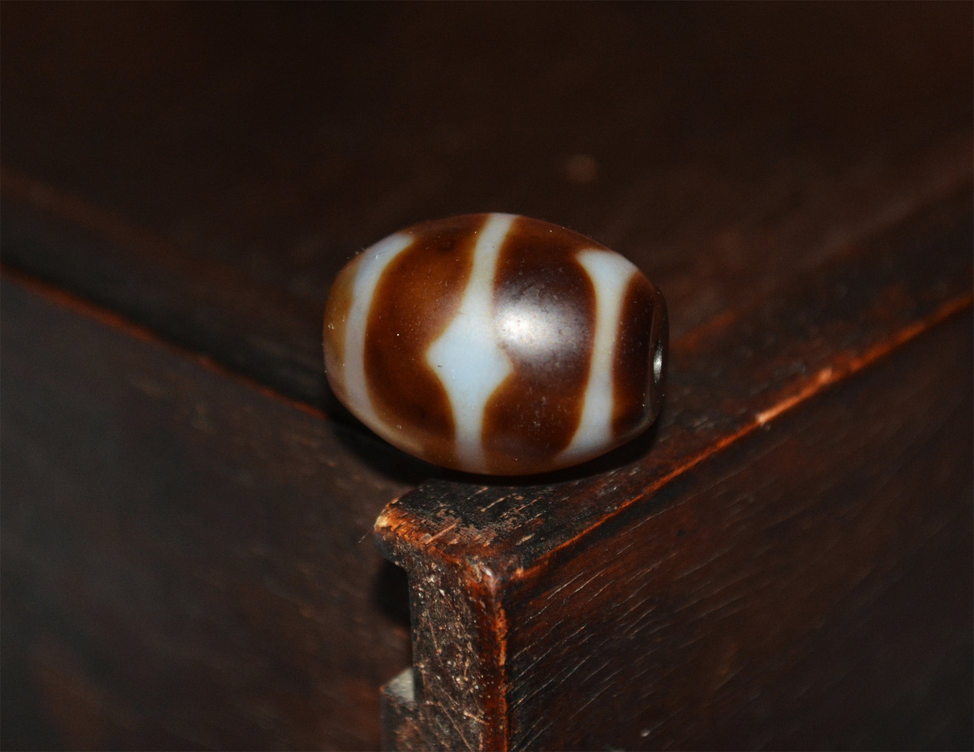 Real Tibetan Old Ancient Tiger Tooth Dzi Bead Amulet Pendant Water Wave Himalayas Pure Zigzag Gzi Talisman Bracelet