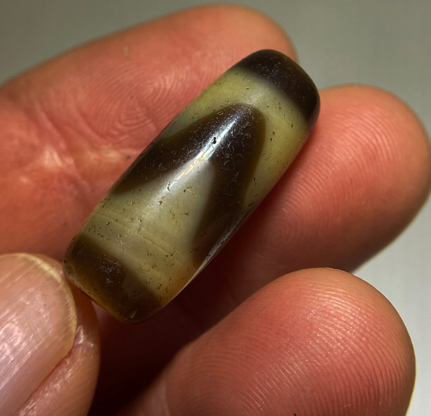 Real Tibetan Old Ancient Tiger Tooth Dzi Bead Pendant Himalaya Water Wave Pure Zigzag Gzi Talisman Bracelet