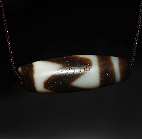 Real Tibetan Old Ancient Tiger Tooth Dzi Bead Water Wave Amulet Himalayan Agate Pure Gzi Pendant