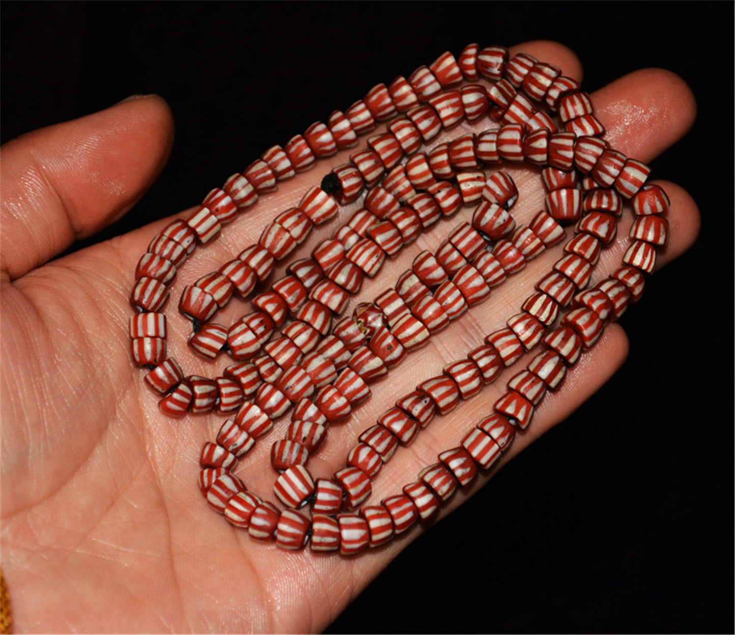 Real Tibetan Old Antique Glass Beads African Trade Chevron Necklace Bracelet Venetian Vintage Himalaya Strands Mala Rosary