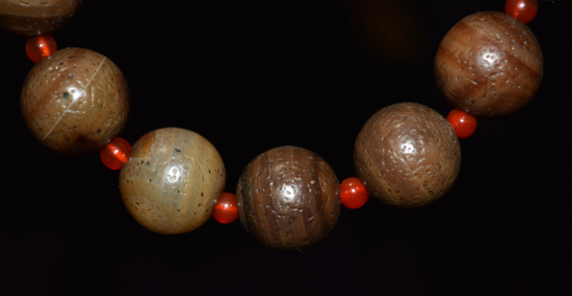 Real Tibetan Old Ancient Agate Bracelet Mala Prayer Beads Antique Carnelian Rosary Himalaya Genuine Worry Amulet