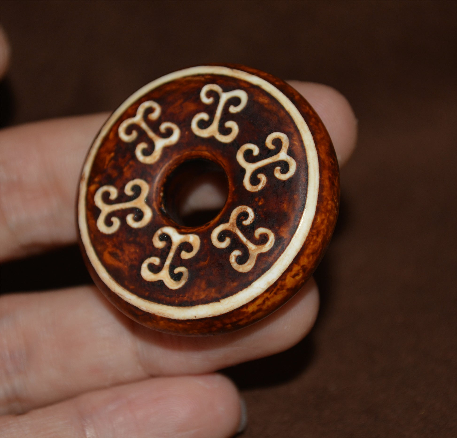 Real Tibetan Old Antique Floral Dzi Bead Pendant Amulet Himalaya Genuine Agate Talisman