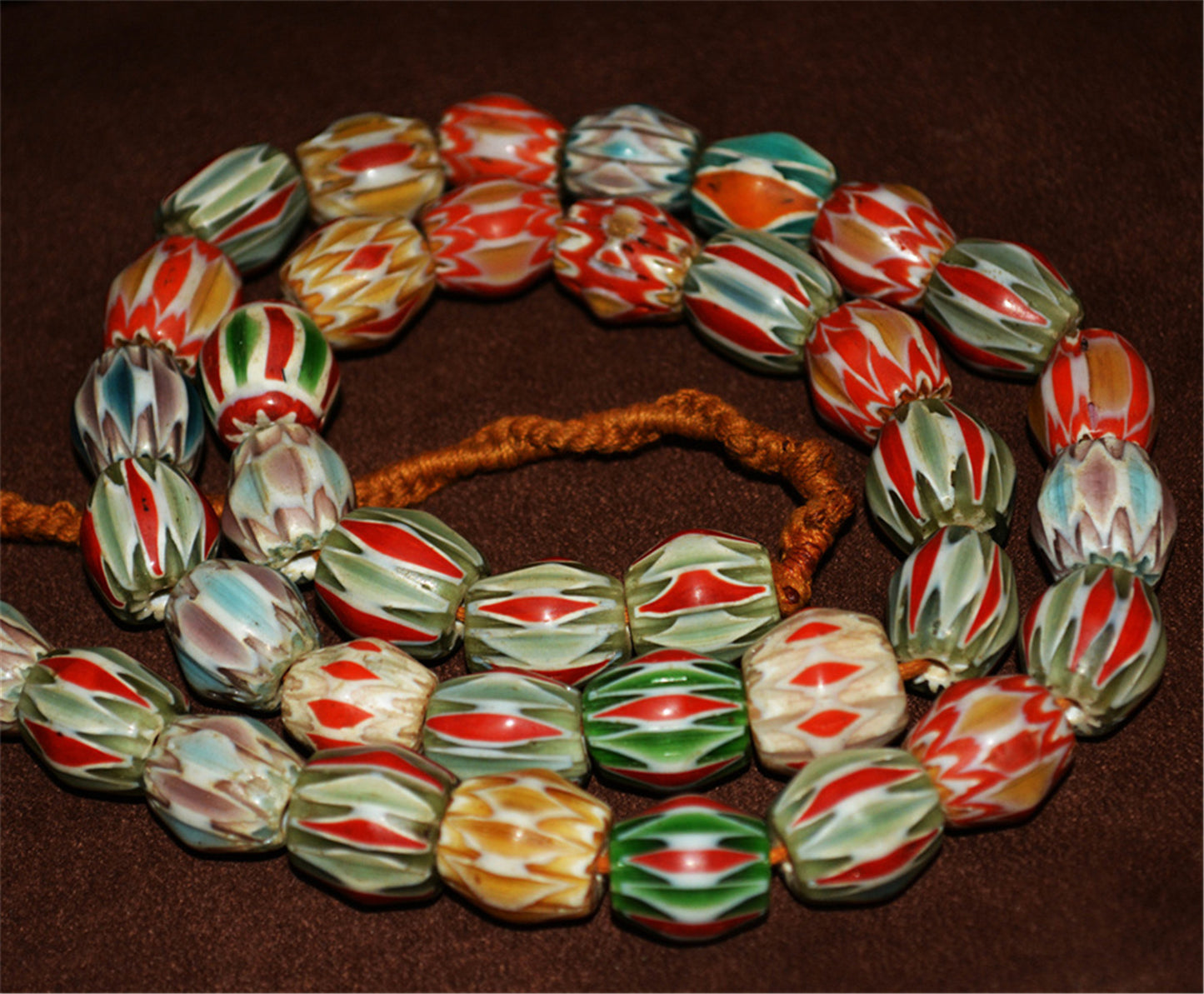 Real Tibetan Old Antique Glass Beads Necklace African Trade Chevron Bracelet Venetian Vintage Himalaya Strands Mala Rosary