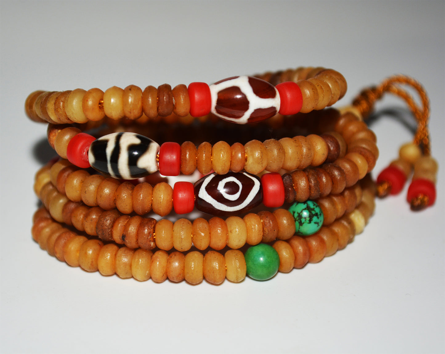 Real Tibetan Old Antique Kapala Bone Mala Prayer Beads Bracelet Rosary Himalaya Genuine 108 Buddhism Worry Necklace Amulet