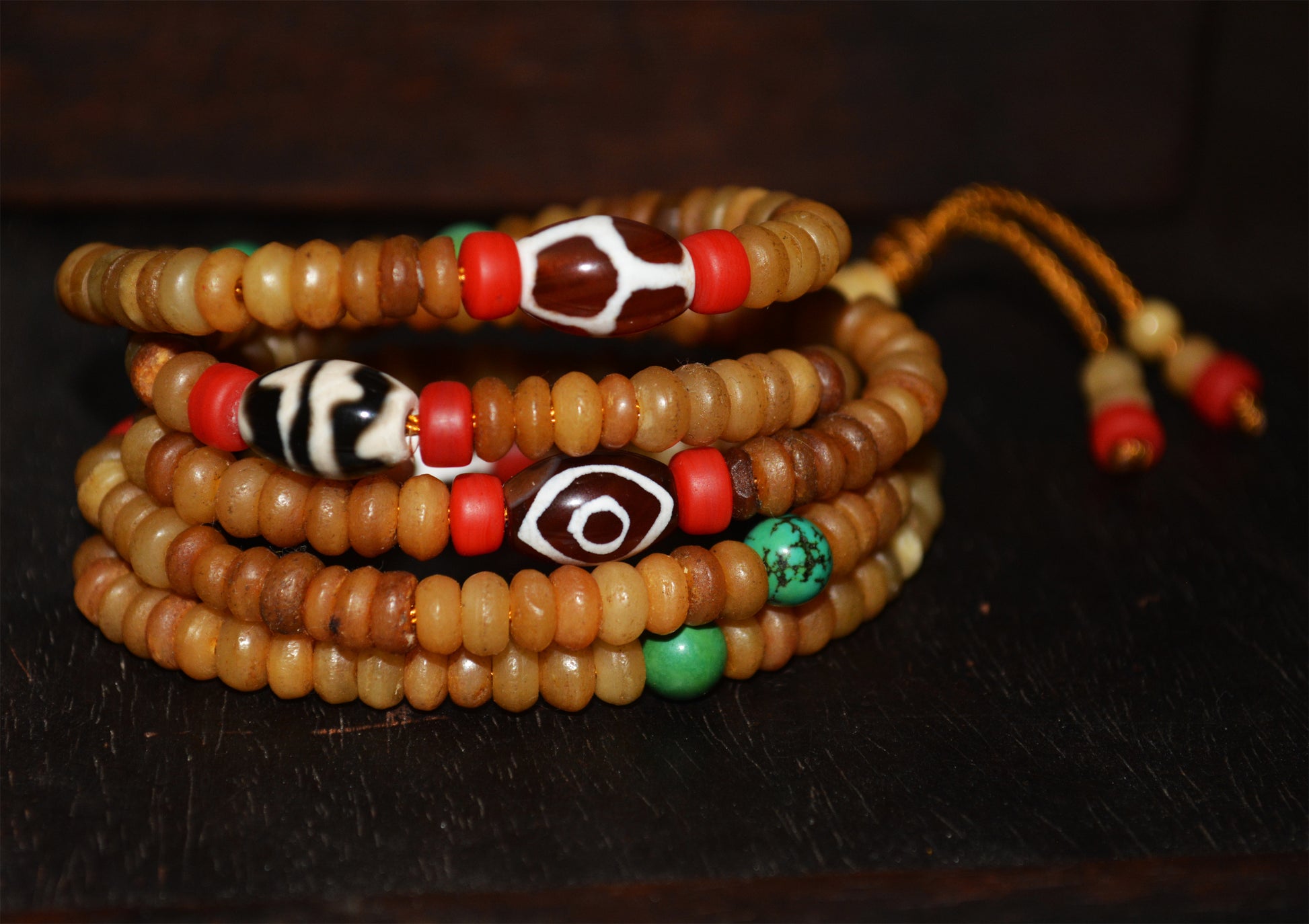 Real Tibetan Old Antique Kapala Bone Mala Prayer Beads Bracelet Rosary Himalaya Genuine 108 Buddhism Worry Necklace Amulet