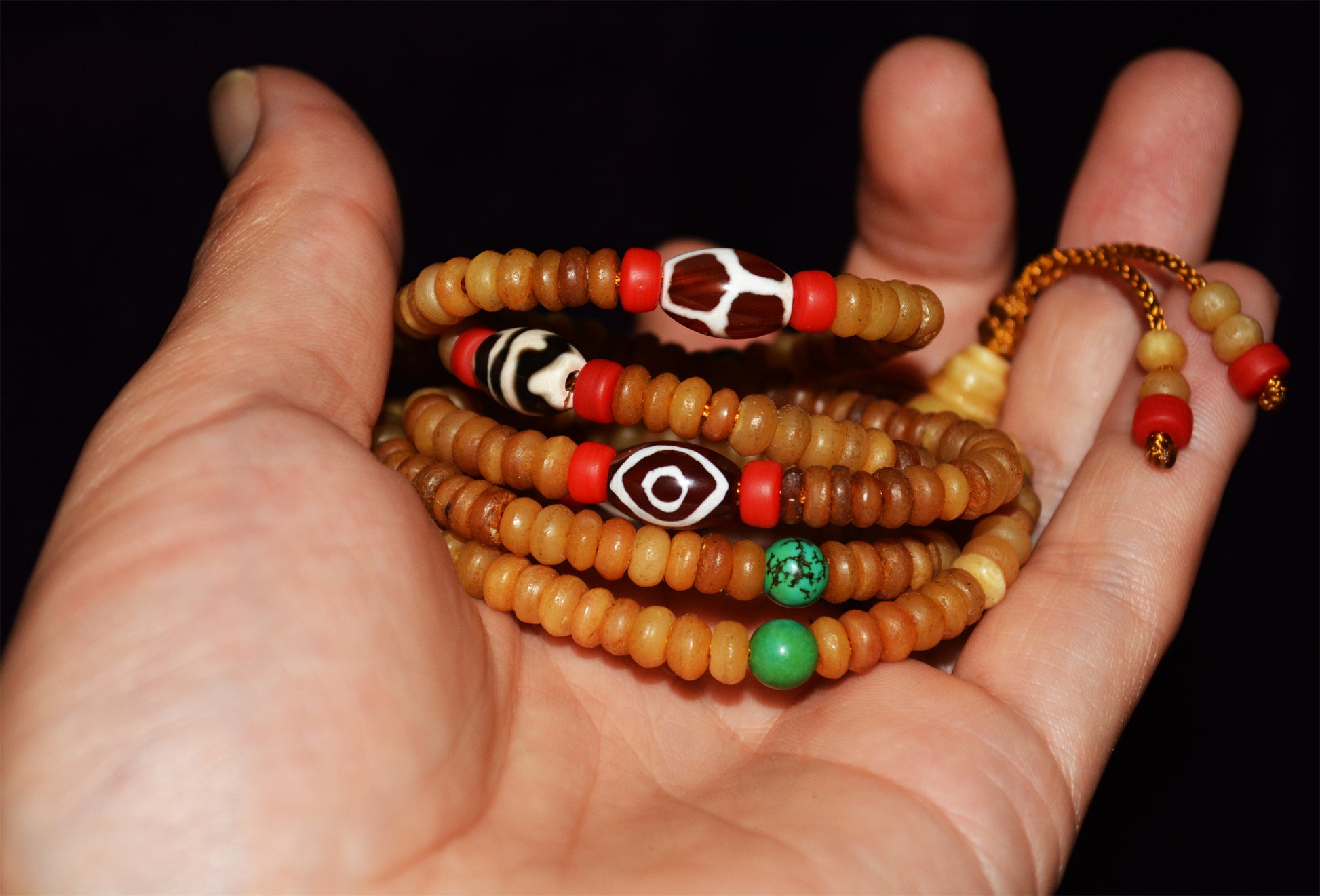 Real Tibetan Old Antique Kapala Bone Mala Prayer Beads Bracelet Rosary Himalaya Genuine 108 Buddhism Worry Necklace Amulet