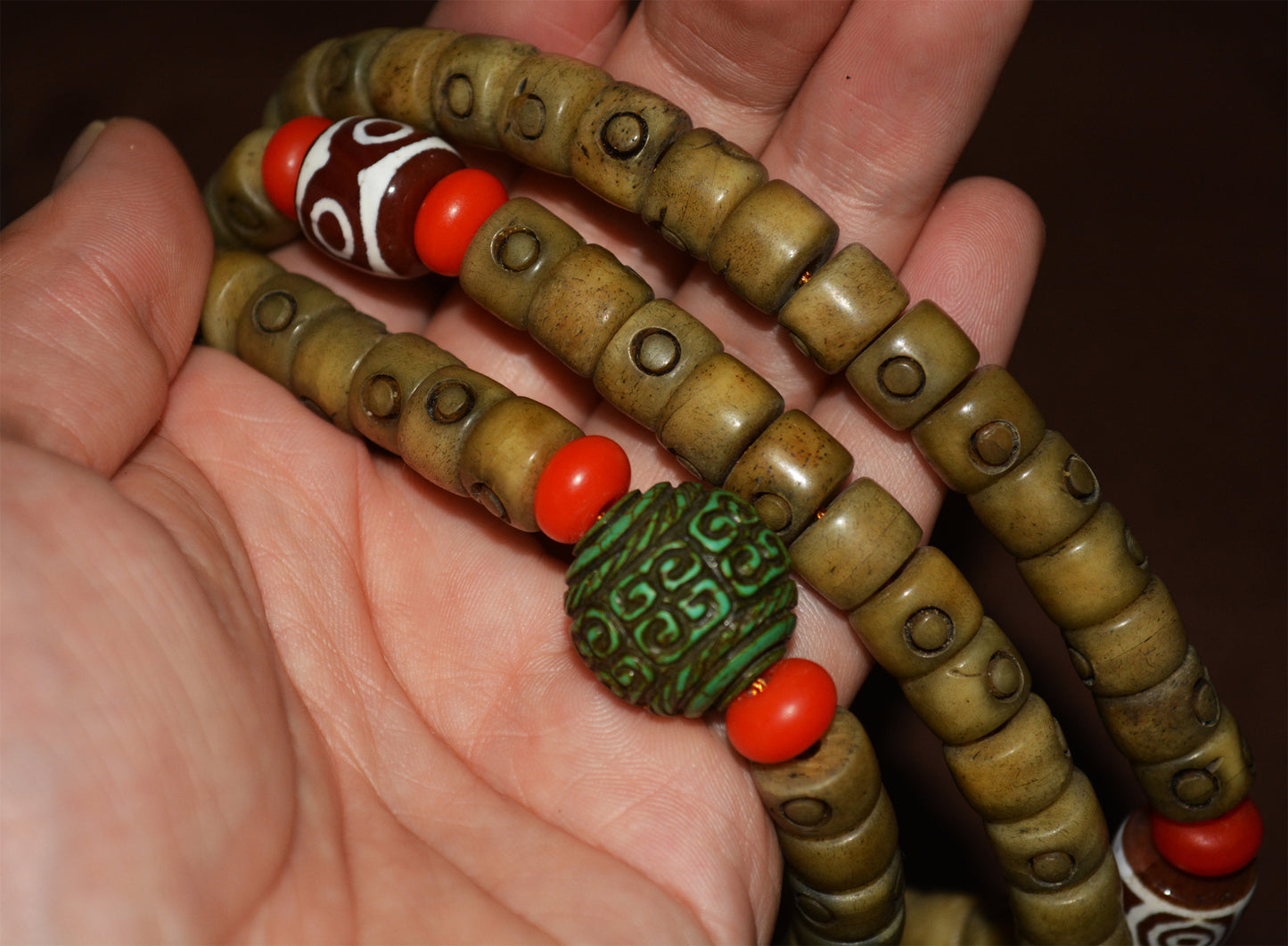 Real Tibetan Old Antique Kapala Bone Mala Prayer Beads 108 Rosary Bracelet Himalaya Genuine 108 Buddhism Worry Necklace Amulet