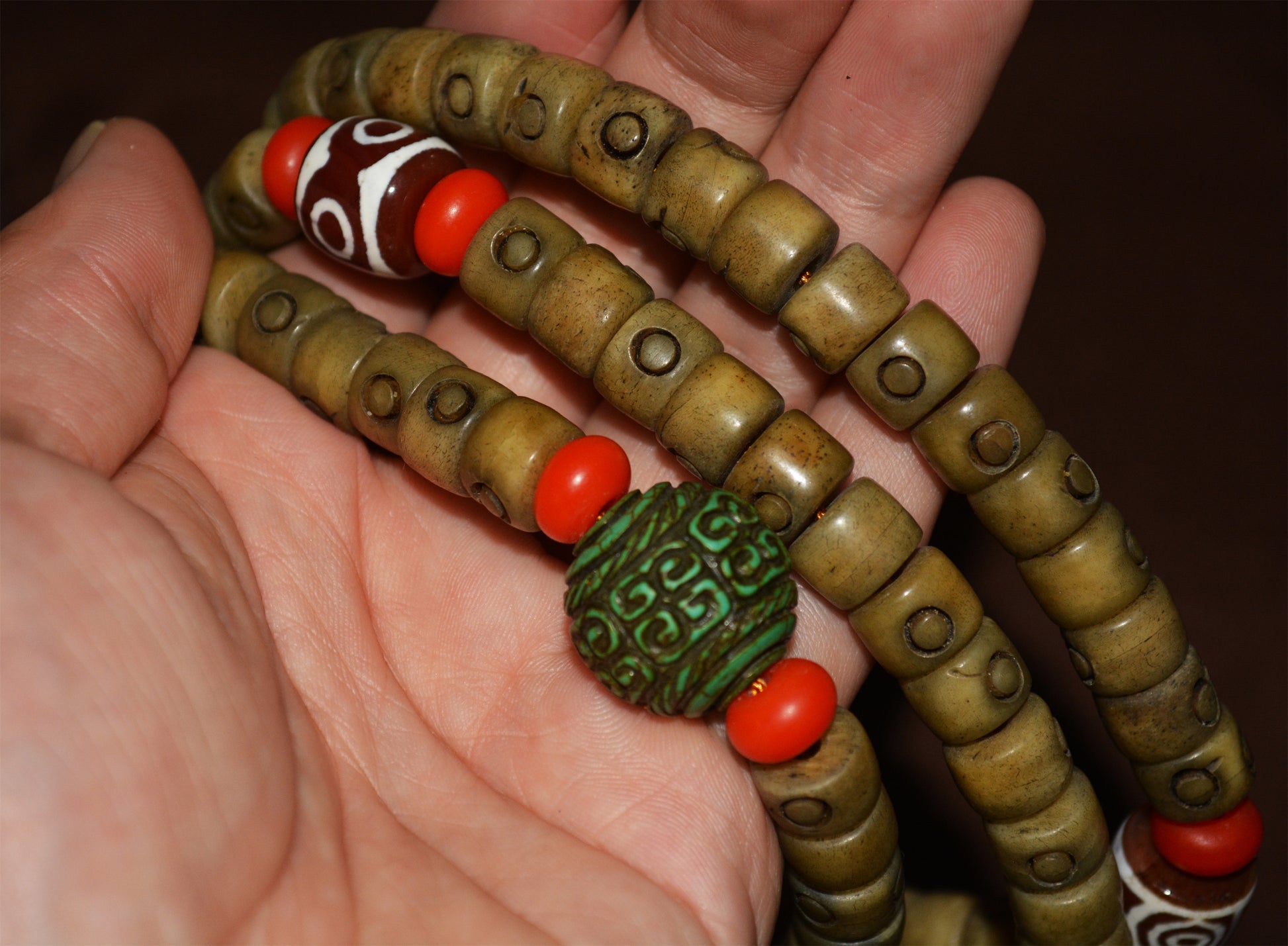 Real Tibetan Old Antique Kapala Bone Mala Prayer Beads 108 Rosary Bracelet Himalaya Genuine 108 Buddhism Worry Necklace Amulet