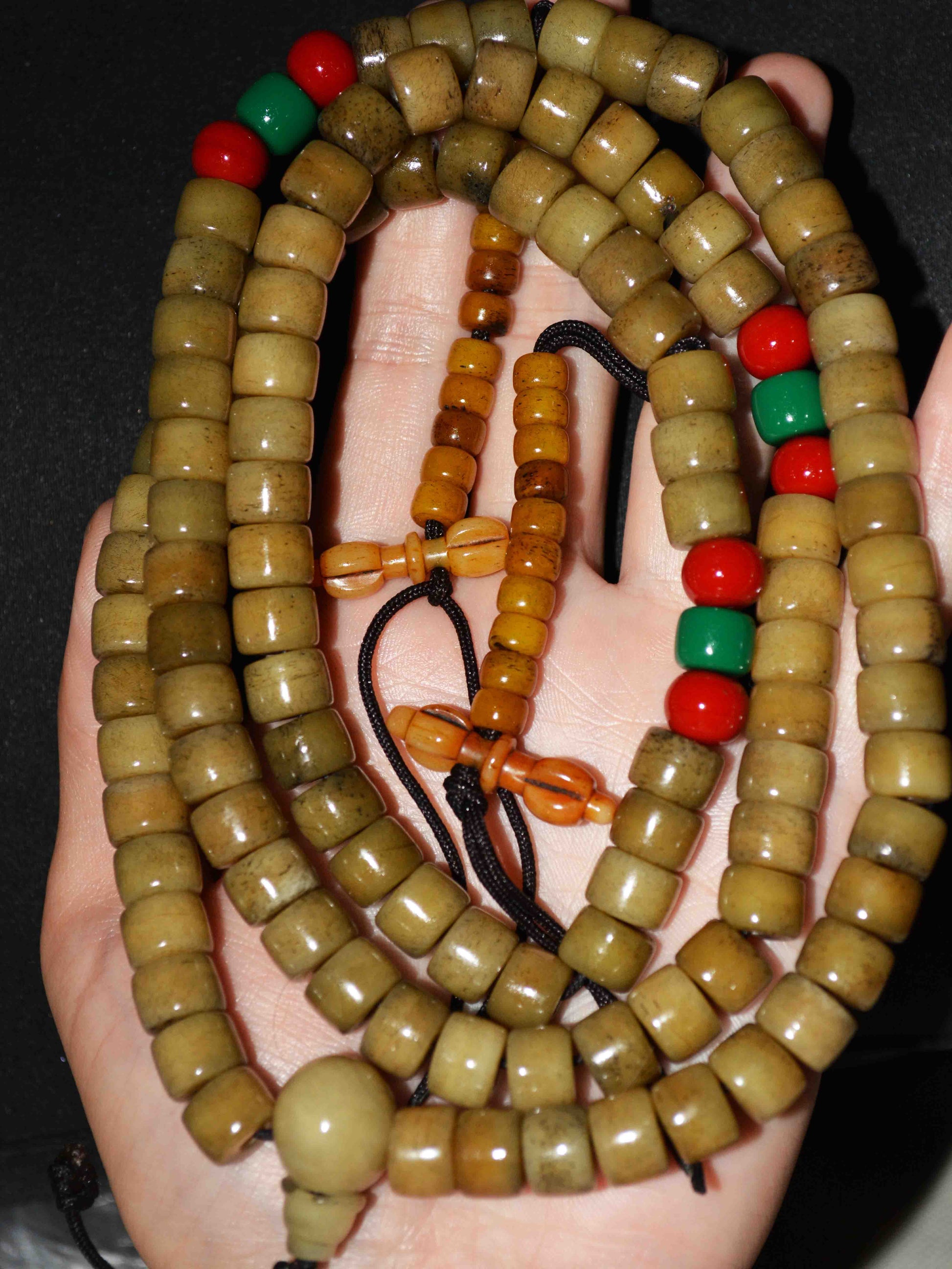 Genuine Tibetan Old Antique Kapala Bone Mala Prayer Beads Bracelet Rosary Himalaya Real 108 Buddhism Worry Necklace Amulet