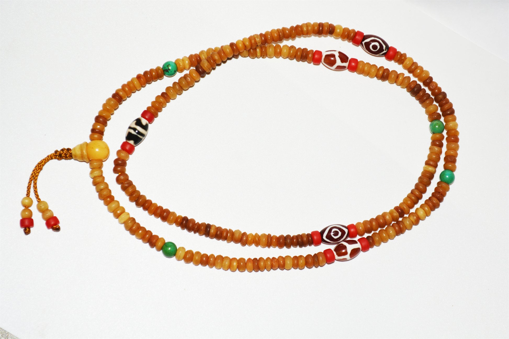 Real Tibetan Old Antique Kapala Bone Mala Prayer Beads Bracelet Rosary Himalaya Genuine 108 Buddhism Worry Necklace Amulet