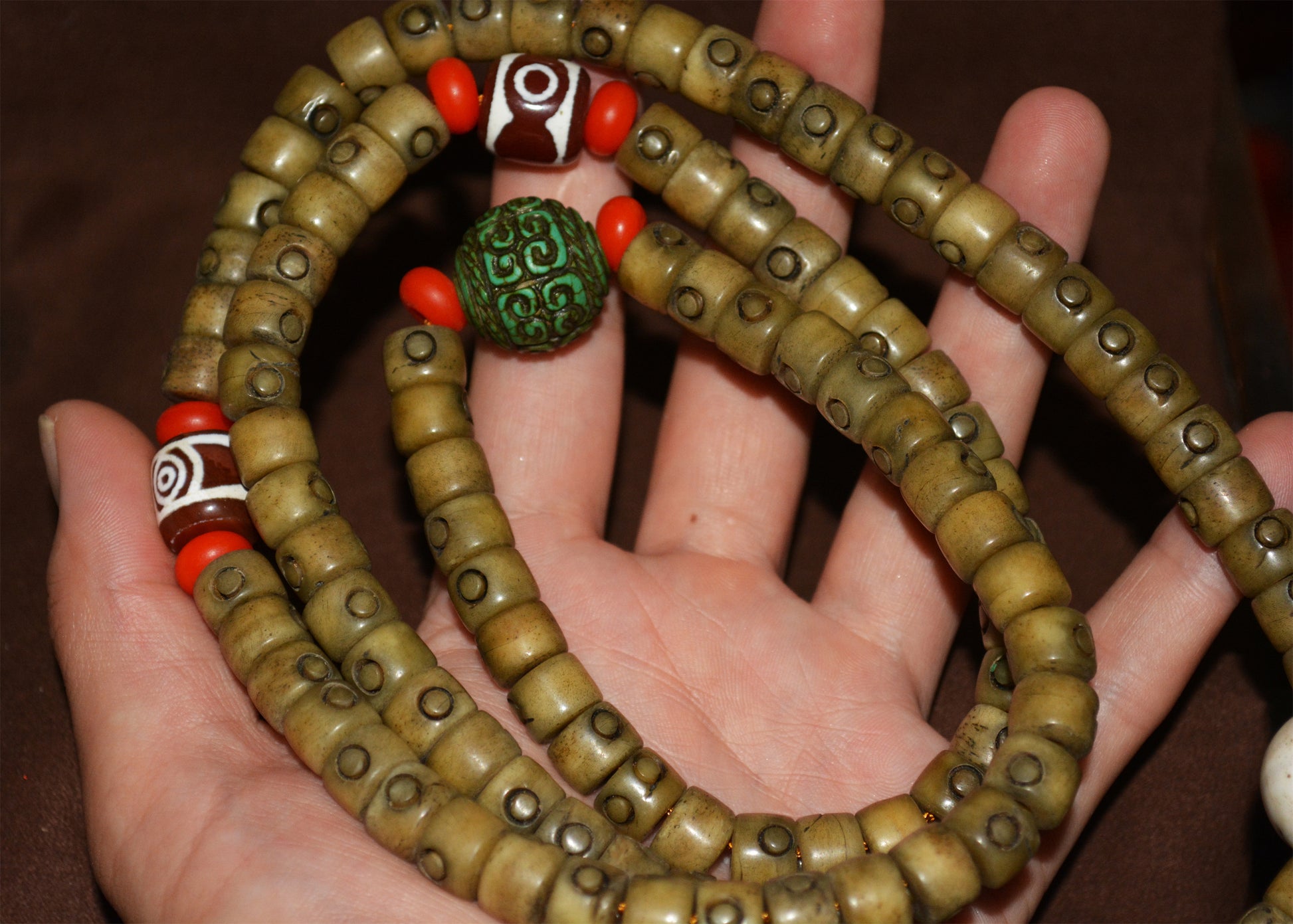 Real Tibetan Old Antique Kapala Bone Mala Prayer Beads 108 Rosary Bracelet Himalaya Genuine 108 Buddhism Worry Necklace Amulet