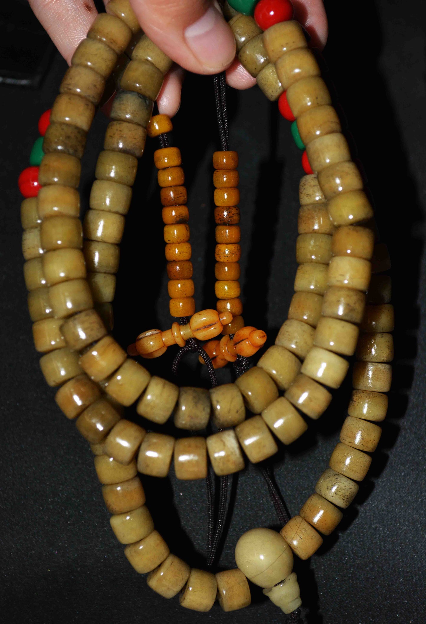 Genuine Tibetan Old Antique Kapala Bone Mala Prayer Beads Bracelet Rosary Himalaya Real 108 Buddhism Worry Necklace Amulet