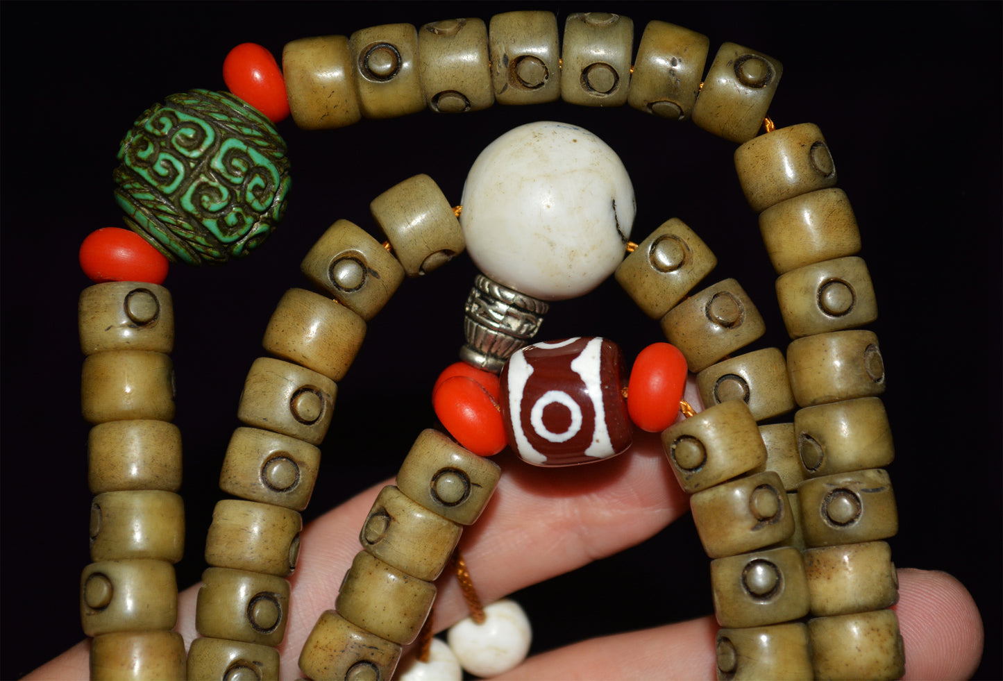 Real Tibetan Old Antique Kapala Bone Mala Prayer Beads 108 Rosary Bracelet Himalaya Genuine 108 Buddhism Worry Necklace Amulet
