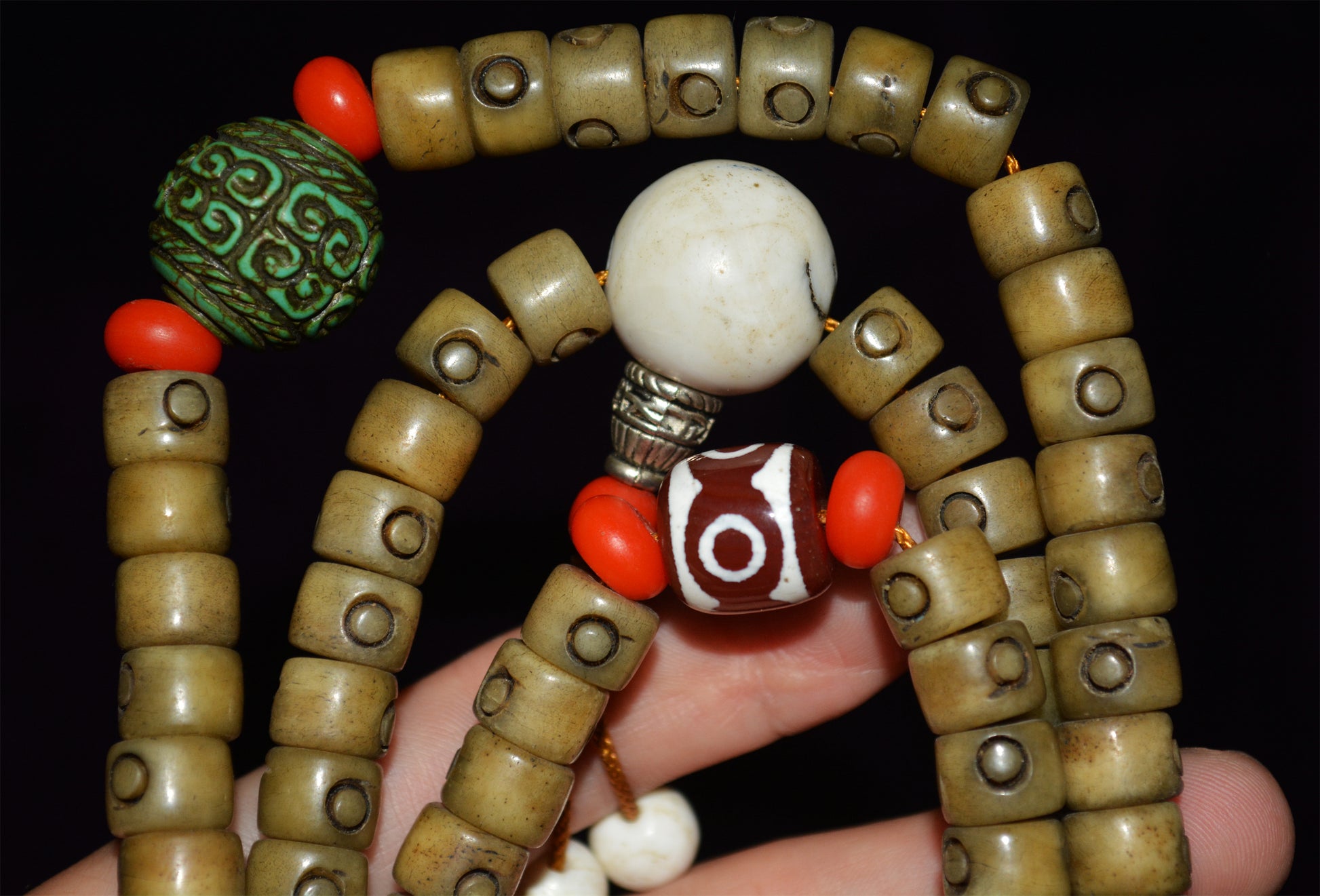 Real Tibetan Old Antique Kapala Bone Mala Prayer Beads 108 Rosary Bracelet Himalaya Genuine 108 Buddhism Worry Necklace Amulet