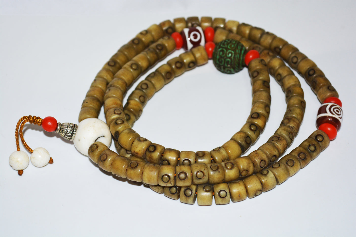 Real Tibetan Old Antique Kapala Bone Mala Prayer Beads 108 Rosary Bracelet Himalaya Genuine 108 Buddhism Worry Necklace Amulet