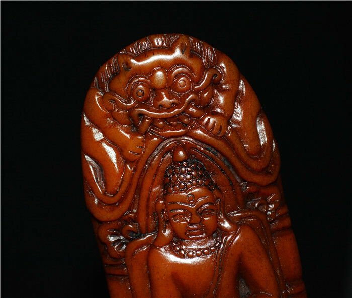 Real Tibetan Old Antique Kapala Bone Medicine Buddha Amulet Statue Himalayas Genuine Pendant Talisman