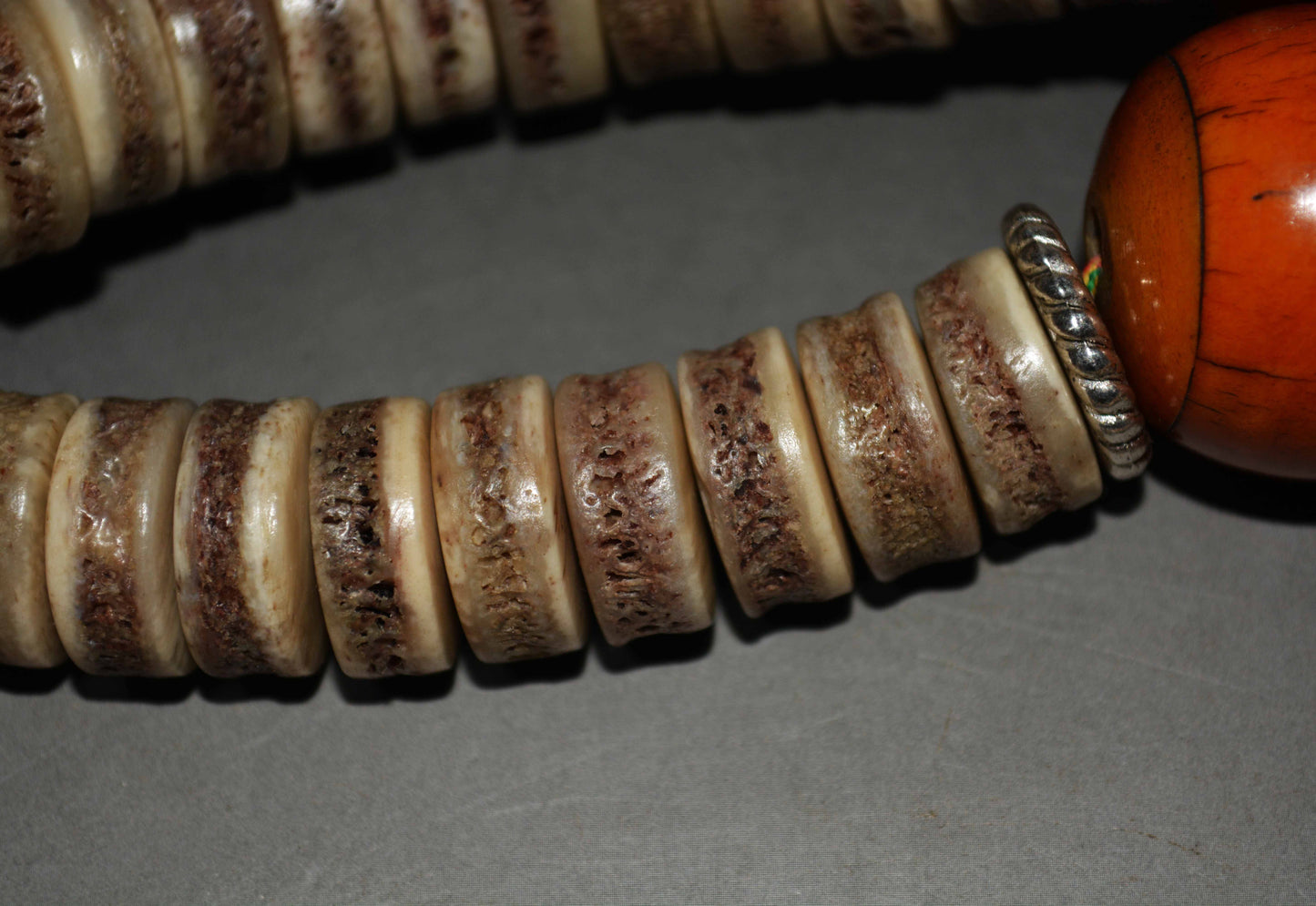 Real Tibetan Old Antique Kapala Bone Prayer Beads Mala Rosary Red Coral Himalayas 108 Butterscotch Egg Yolk Amber