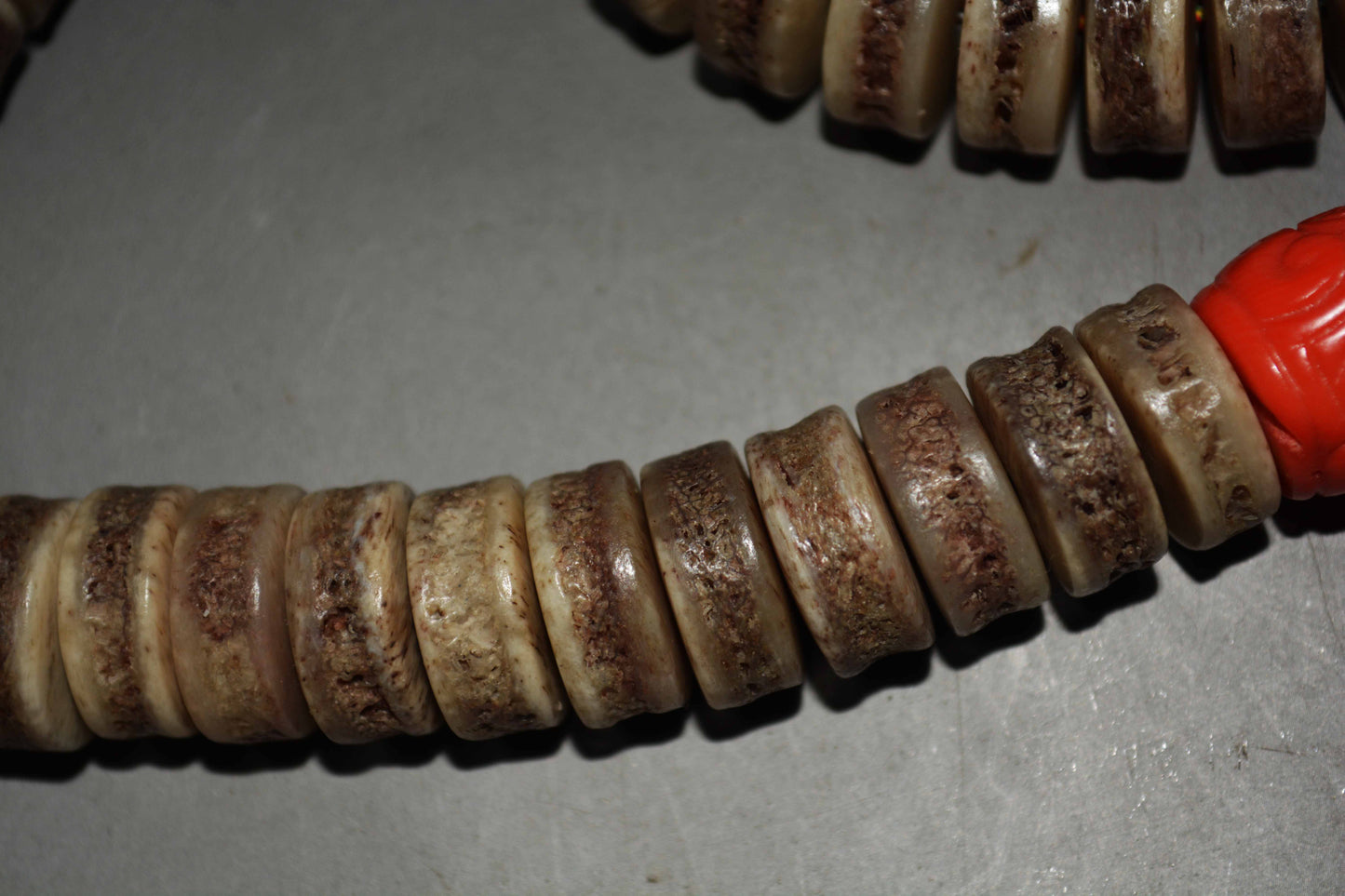 Real Tibetan Old Antique Kapala Bone Prayer Beads Mala Rosary Red Coral Himalayas 108 Butterscotch Egg Yolk Amber