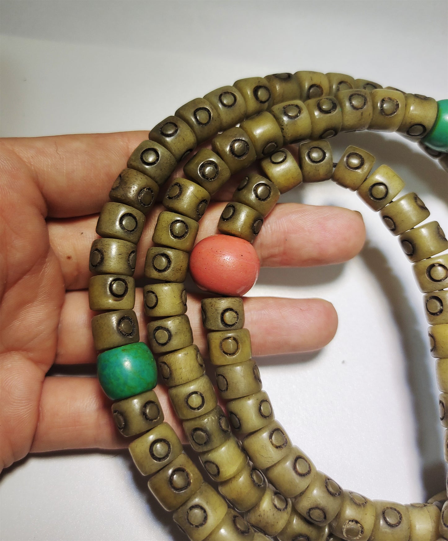Real Tibetan Old Antique Kapala Bone Rosary Mala Prayer Beads 108 Bracelet Himalayan Genuine Buddhism Worry Necklace Amulet