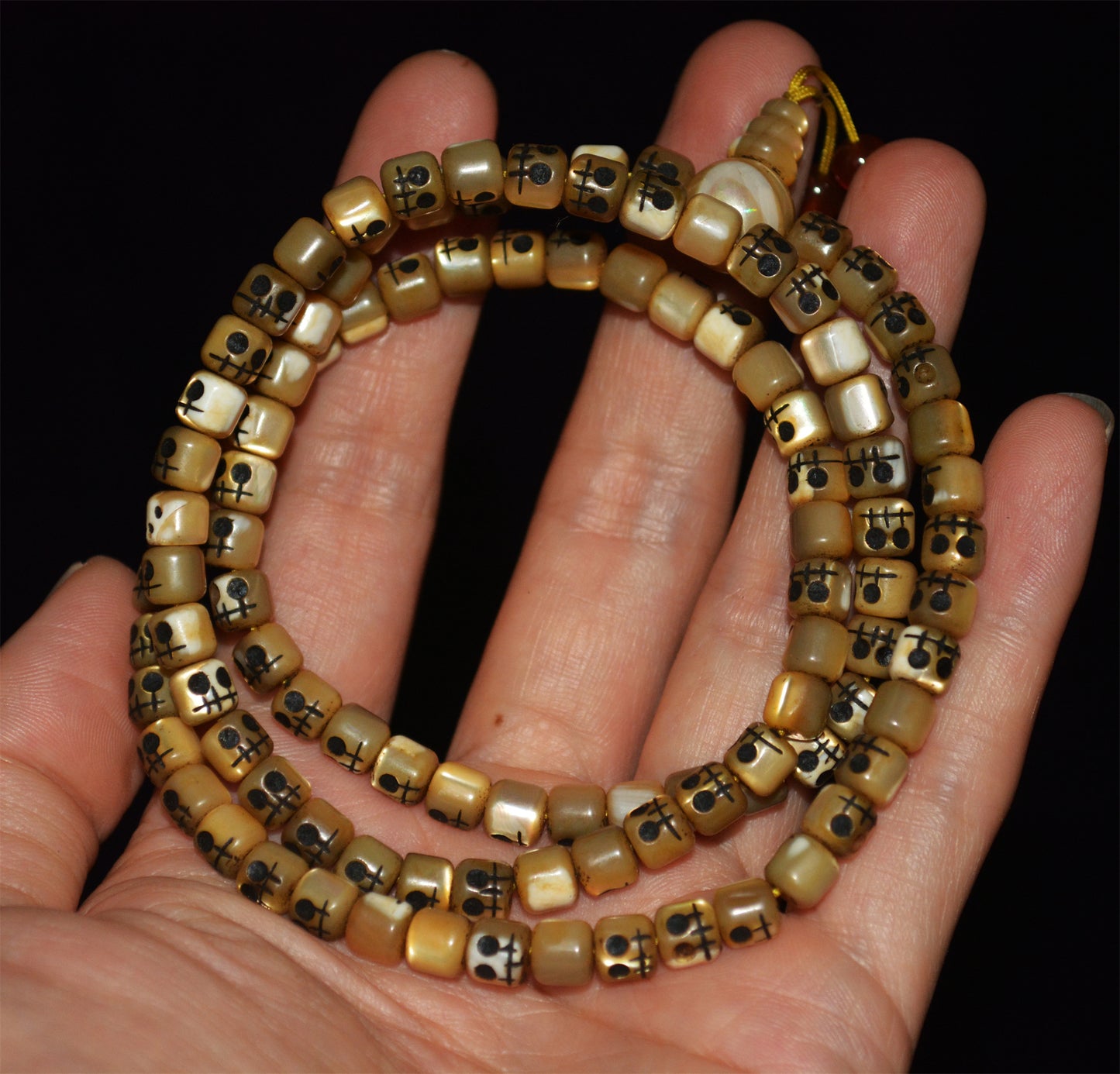 Real Tibetan Old Antique Kapala Bracelet Skull Mala Prayer Beads Amulet Himalayan Rosary Necklace 108 chitipati shmashana adhipati