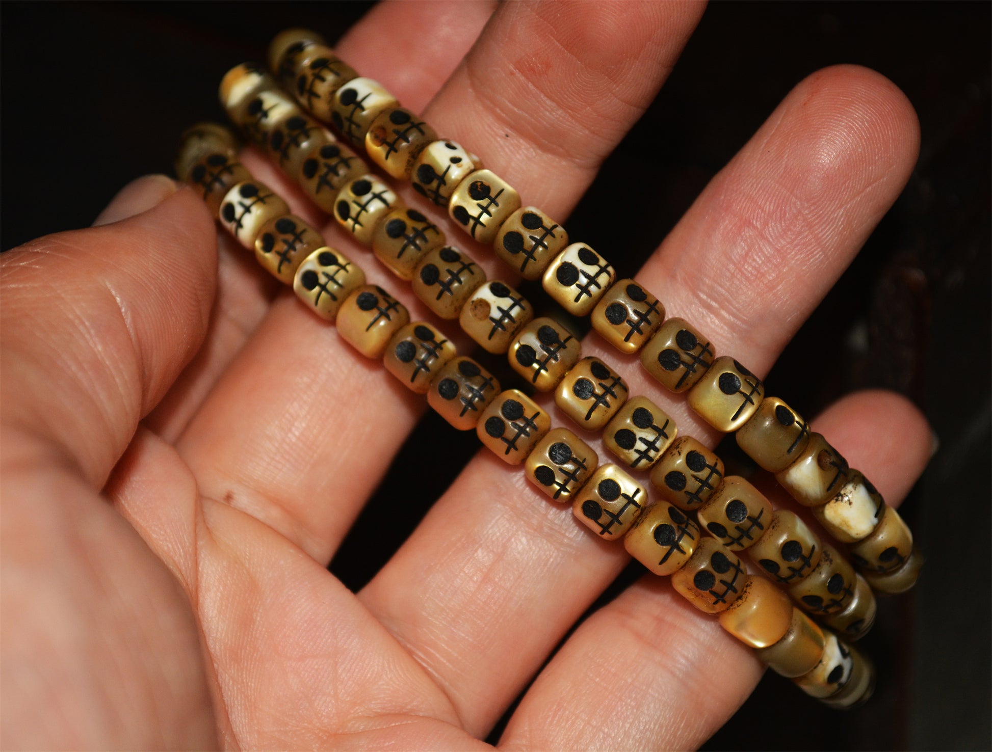 Real Tibetan Old Antique Kapala Bracelet Skull Mala Prayer Beads Amulet Himalayan Rosary Necklace 108 chitipati shmashana adhipati