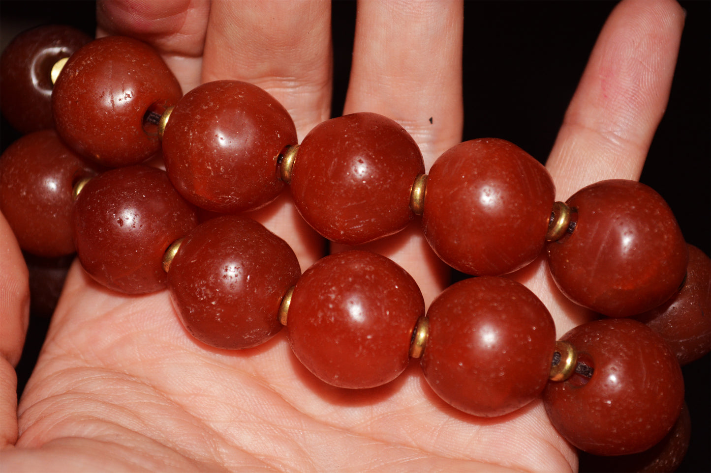 Real Tibetan Old Antique Nanhong Pema Raka Agate Mala Prayer Beads Rosary Carnelian Himalaya Genuine Worry Amulet 20mm