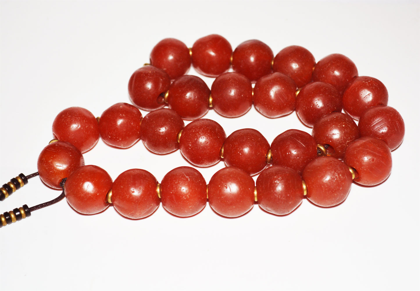 Real Tibetan Old Antique Nanhong Pema Raka Agate Mala Prayer Beads Rosary Carnelian Himalaya Genuine Worry Amulet 20mm
