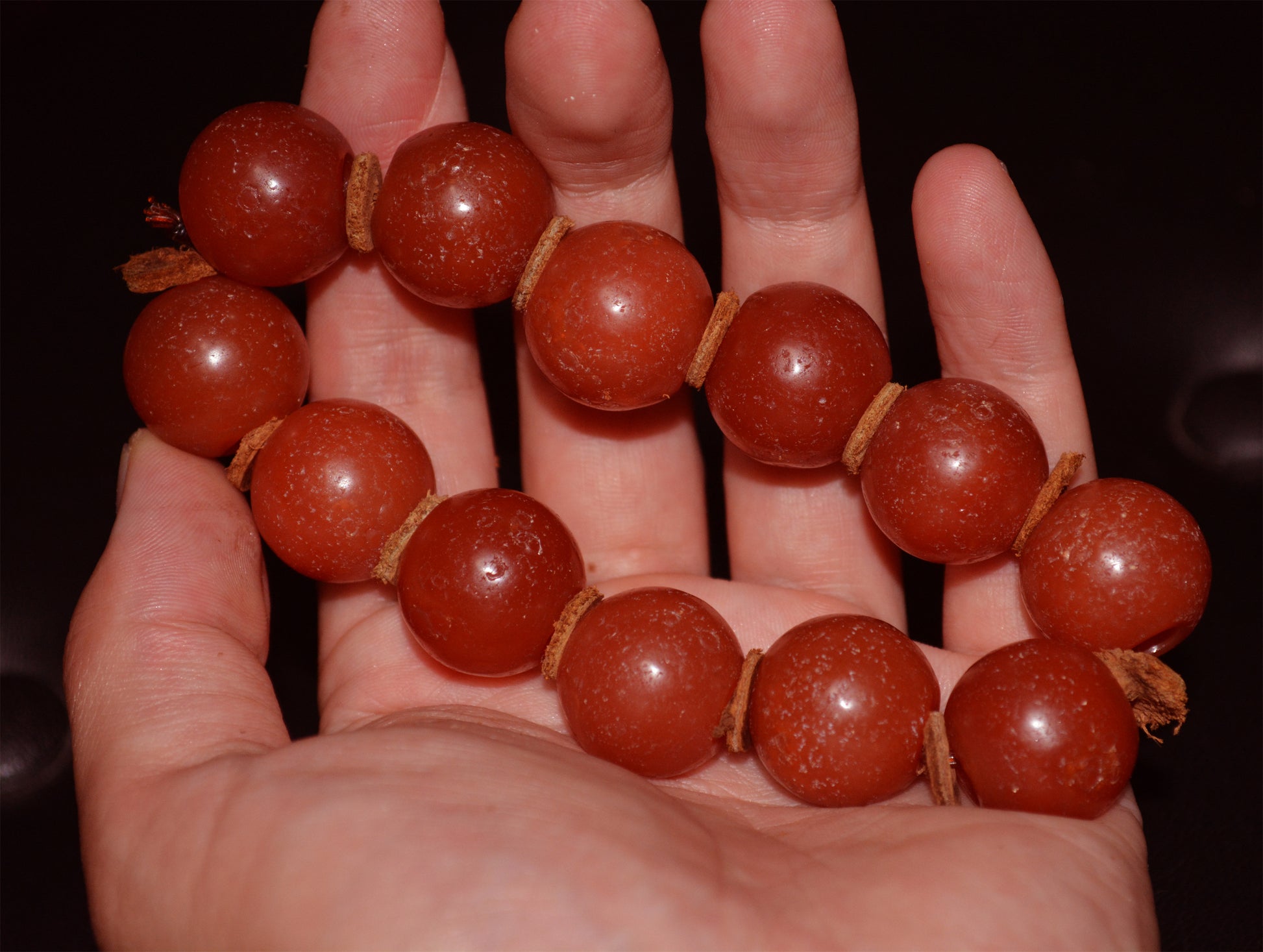 Tibetan Old Antique Nanhong Pema Raka Agate Bracelet Mala Prayer Beads Carnelian Rosary Himalaya Genuine Worry Amulet 20mm