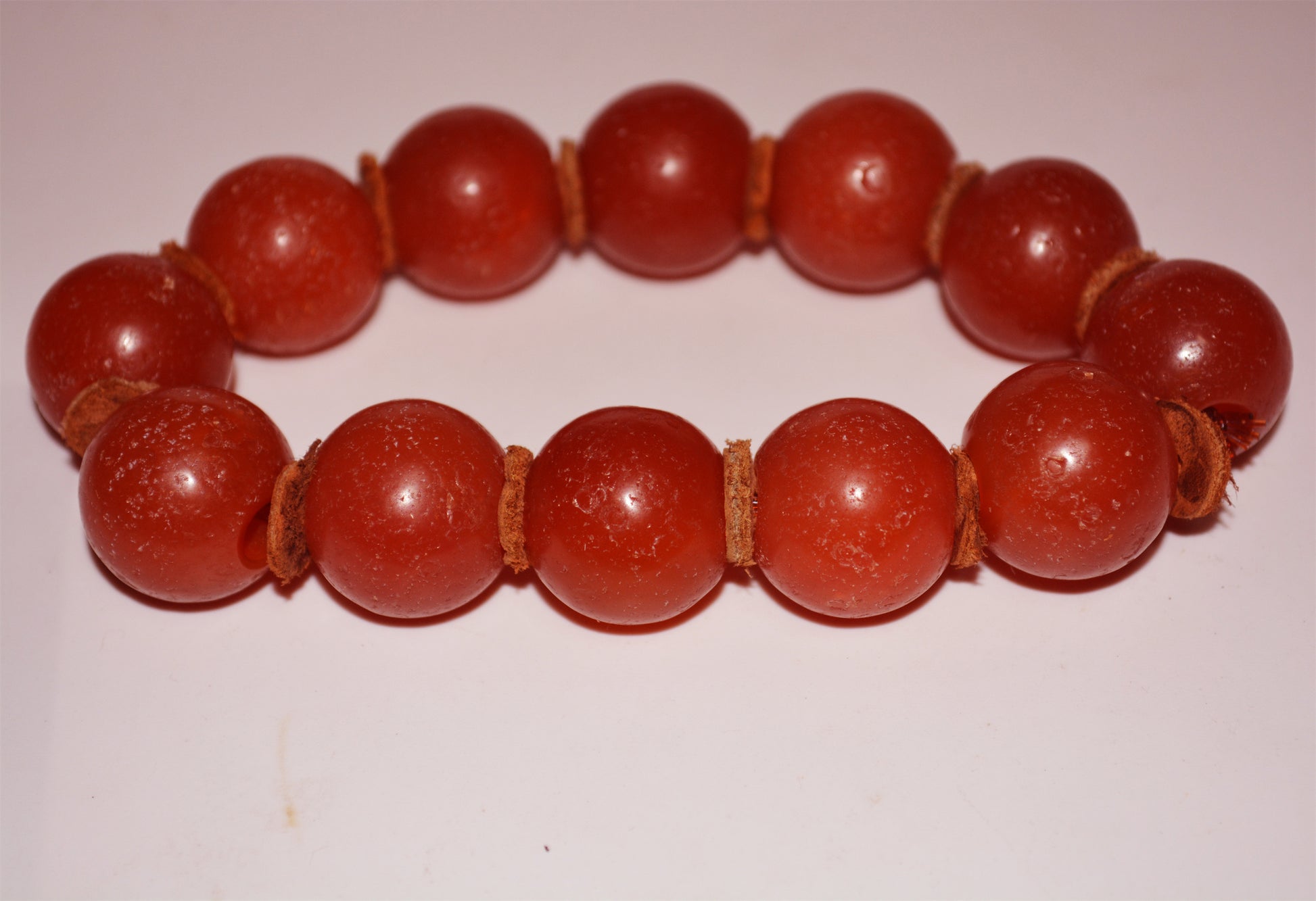 Tibetan Old Antique Nanhong Pema Raka Agate Bracelet Mala Prayer Beads Carnelian Rosary Himalaya Genuine Worry Amulet 20mm