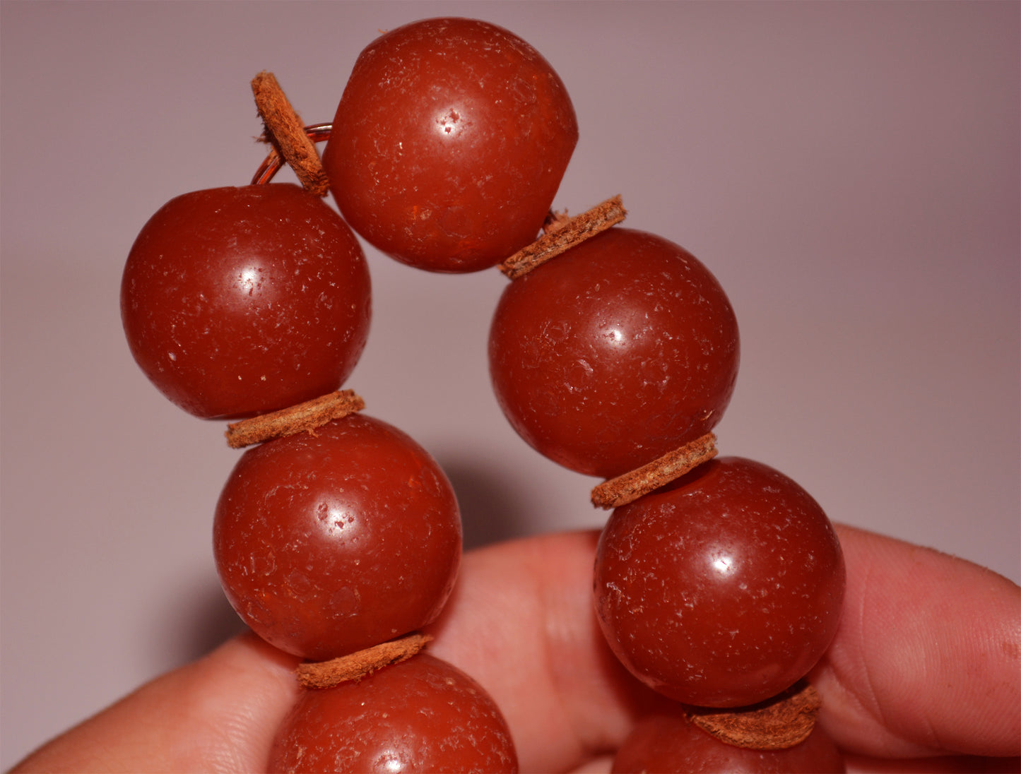Tibetan Old Antique Nanhong Pema Raka Agate Bracelet Mala Prayer Beads Carnelian Rosary Himalaya Genuine Worry Amulet 20mm