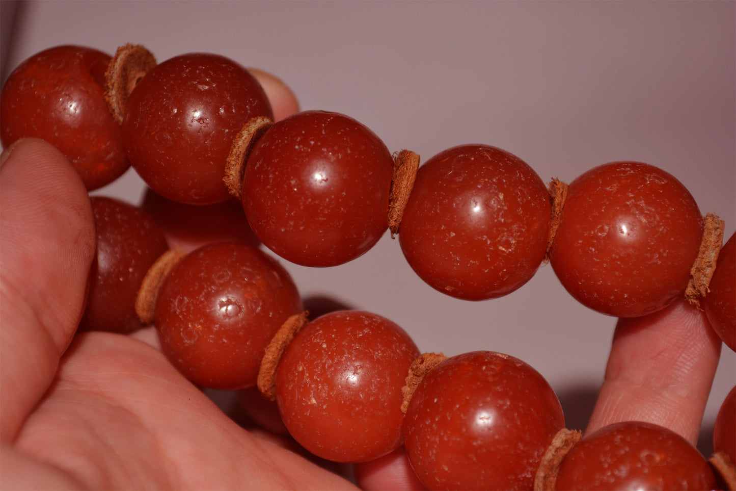 Tibetan Old Antique Nanhong Pema Raka Agate Bracelet Mala Prayer Beads Carnelian Rosary Himalaya Genuine Worry Amulet 20mm
