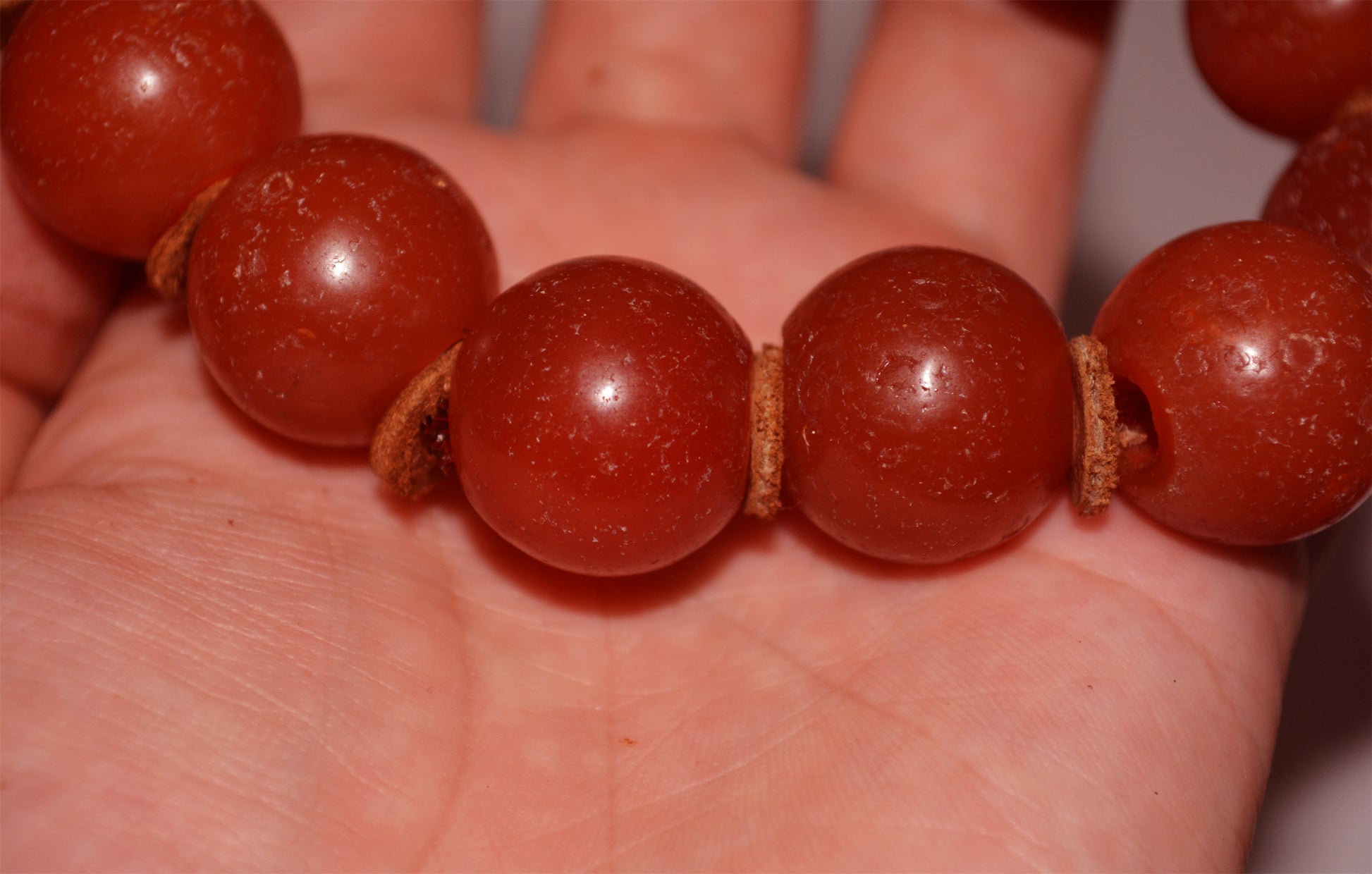 Tibetan Old Antique Nanhong Pema Raka Agate Bracelet Mala Prayer Beads Carnelian Rosary Himalaya Genuine Worry Amulet 20mm