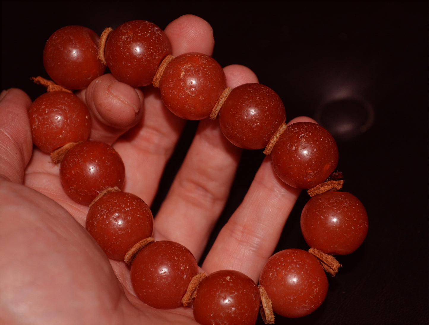 Tibetan Old Antique Nanhong Pema Raka Agate Bracelet Mala Prayer Beads Carnelian Rosary Himalaya Genuine Worry Amulet 20mm