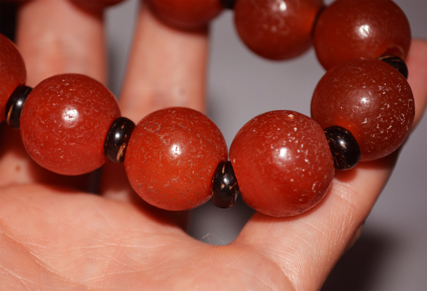 Real Tibetan Old Antique Pema Raka Agate Bracelet Mala Prayer Beads Nanhong Carnelian Rosary Himalaya Genuine Worry Amulet