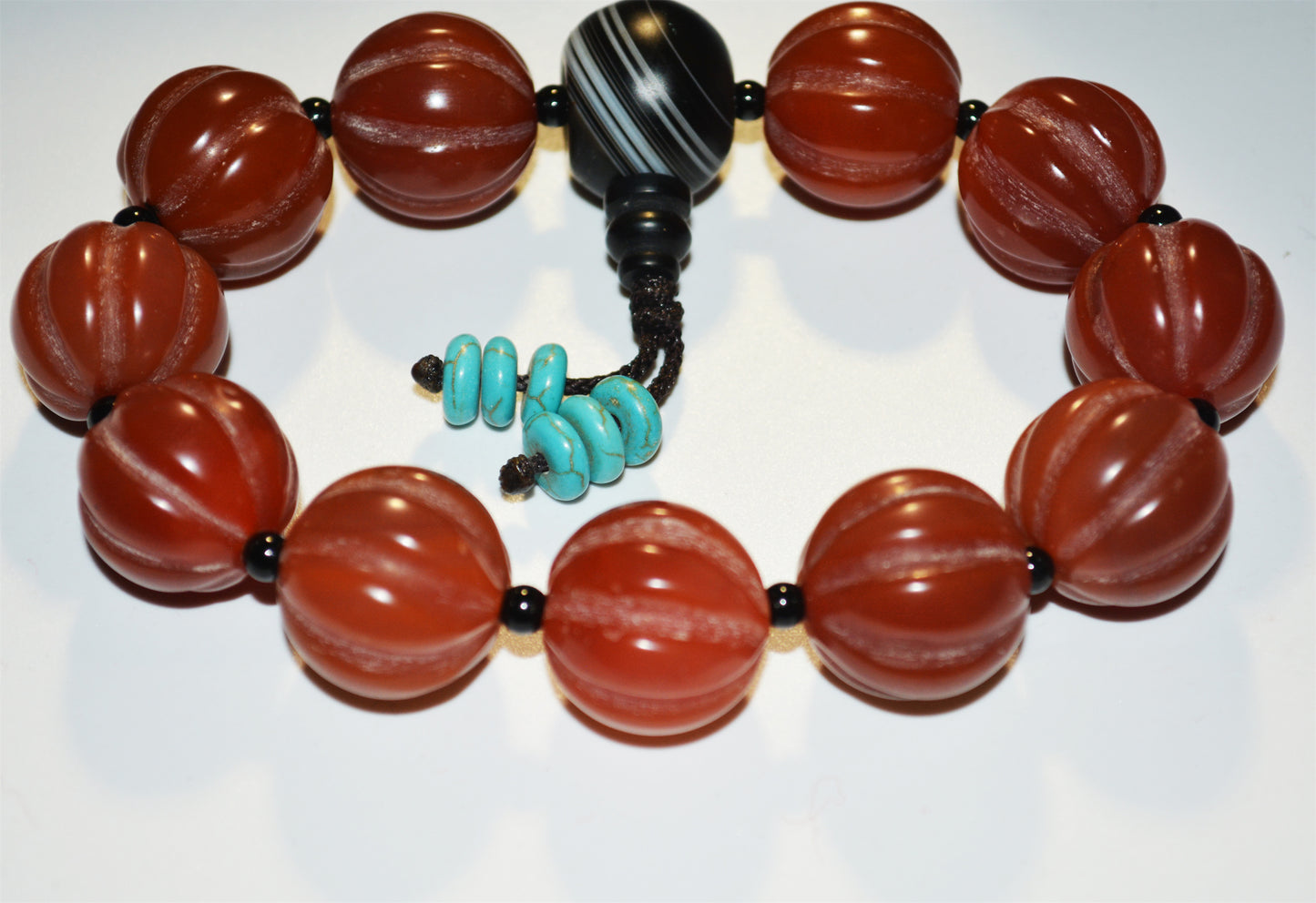 Real Tibetan Old Antique Pema Raka Agate Bracelet Melon Mala Prayer Beads Nanhong Carnelian Pumpkin Rosary Himalaya Genuine Worry Amulet