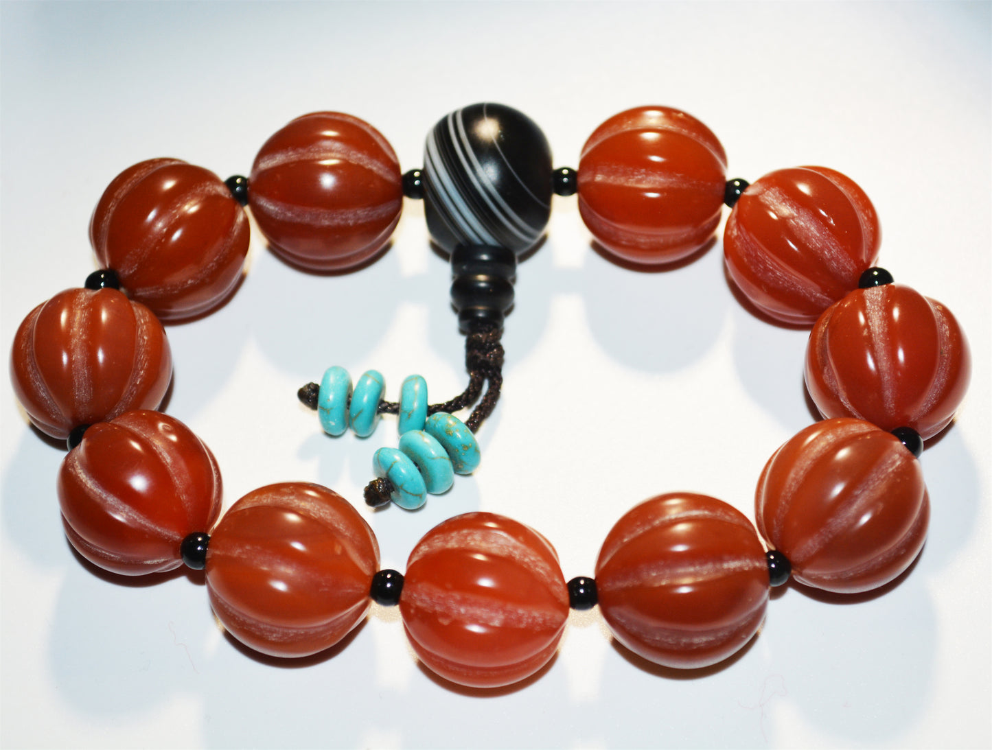 Real Tibetan Old Antique Pema Raka Agate Bracelet Melon Mala Prayer Beads Nanhong Carnelian Pumpkin Rosary Himalaya Genuine Worry Amulet