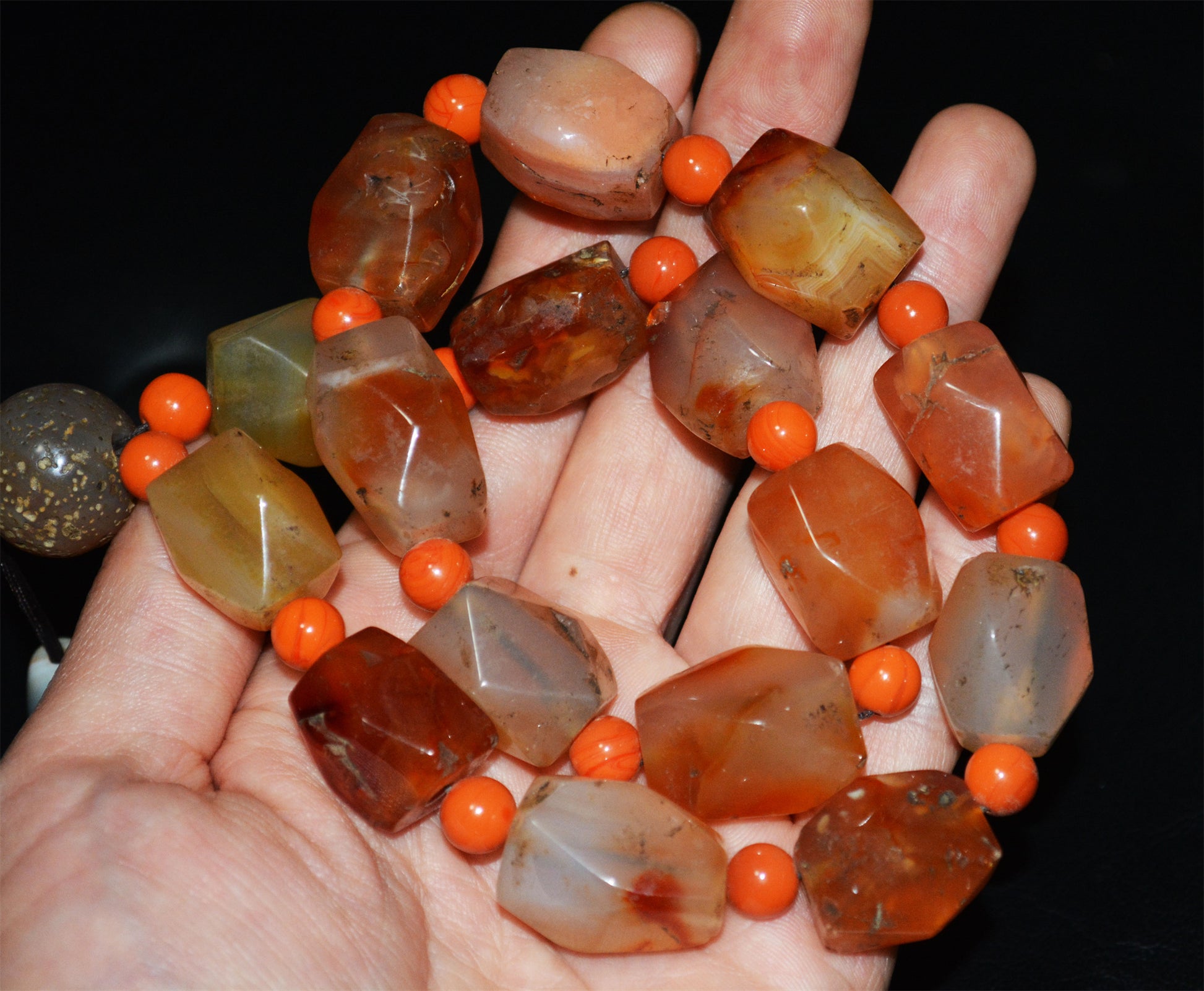 Real Tibetan Old Antique Pema Raka Agate Mala Prayer Beads Nanhong Carnelian Rosary Himalaya Genuine Worry Amulet